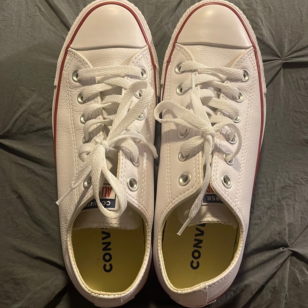 Womens size 8 CONVERSE ALL STAR. White leather. Work once, NO BOX